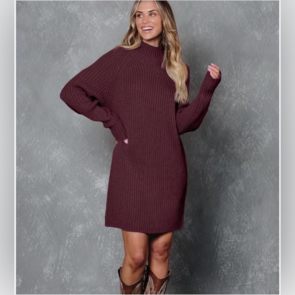 Elegant Burgundy Knit Dress